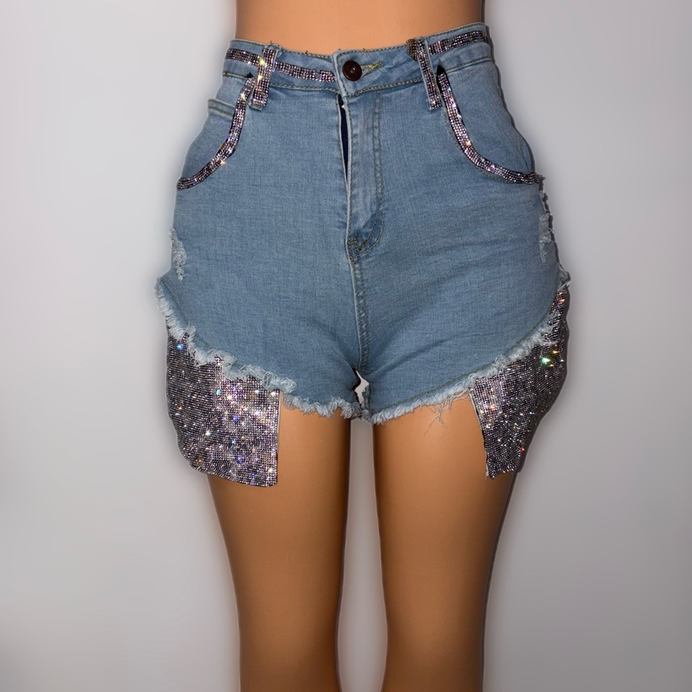 High waisted denim shorts